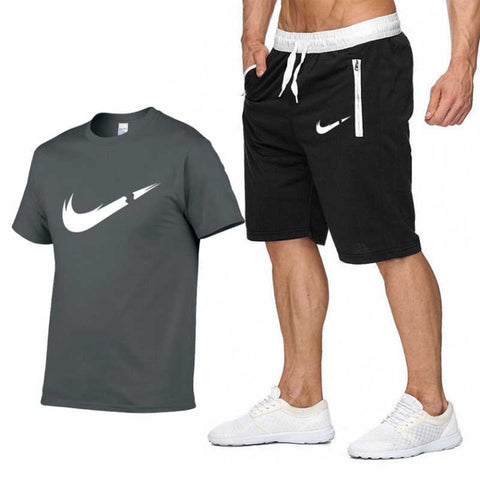 Summer Hot Sale Men's Sets T Shirts+Shorts Two Pieces Sets Casual Tracksuit Male 2019 Casual Tshirt Gyms Fitness trousers men