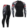 men's clothing compression men t-shirt + leggings rashgard kit long sleeves top for fitness man tracksuit thermal underwear base
